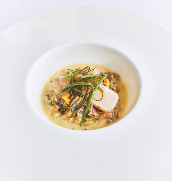Dashi-Risotto mit Meeresfrüchten & Kombu-Alge