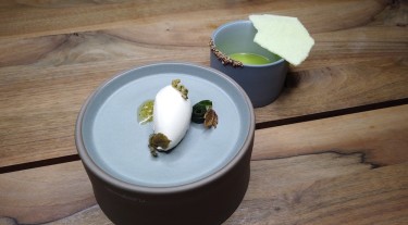 Gurke und Joghurt  - Gurke / Joghurt / Wald- und Wiesenkräuter
Koch: Michael Jeckel
Restaurant: Jan Hoffmann Shuka Bar