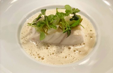 Steamed Turbot - Steamed Breton turbot, Rice Vinegar, Beurre Blanc Mixed Pickles