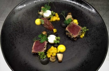 Tuna Wasabi - Tuna | Wasabi | Kräutersaitlinge | Mango
Koch: Christopher Korp
Restaurant: Steiner Hotelbetriebe GmbH & Co. KG