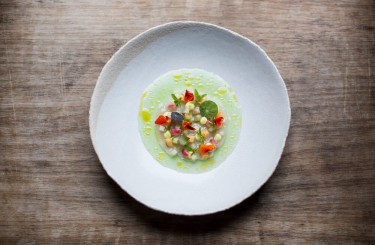 Saibling und Zitronenverbene - Saibling, Zitronenverbene, Apfel, Kapuzinerkresse
Koch: Andreas Döllerer
Restaurant: Döllerers Genusswelten